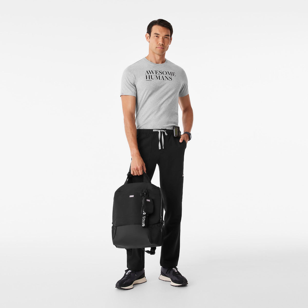 Awesome Humans Wear FIGS Short-Sleeve Tee - Heather Grey