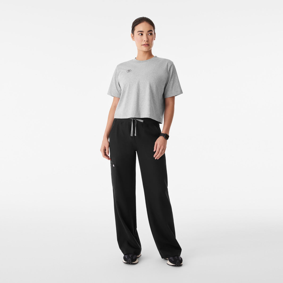 Born in LA Cropped Short-Sleeve Tee - Heather Grey