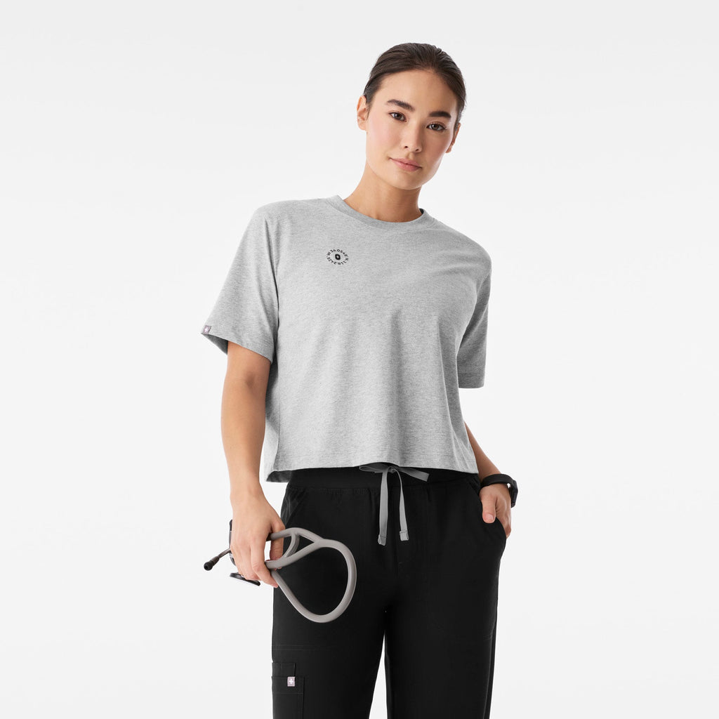 Born in LA Cropped Short-Sleeve Tee - Heather Grey