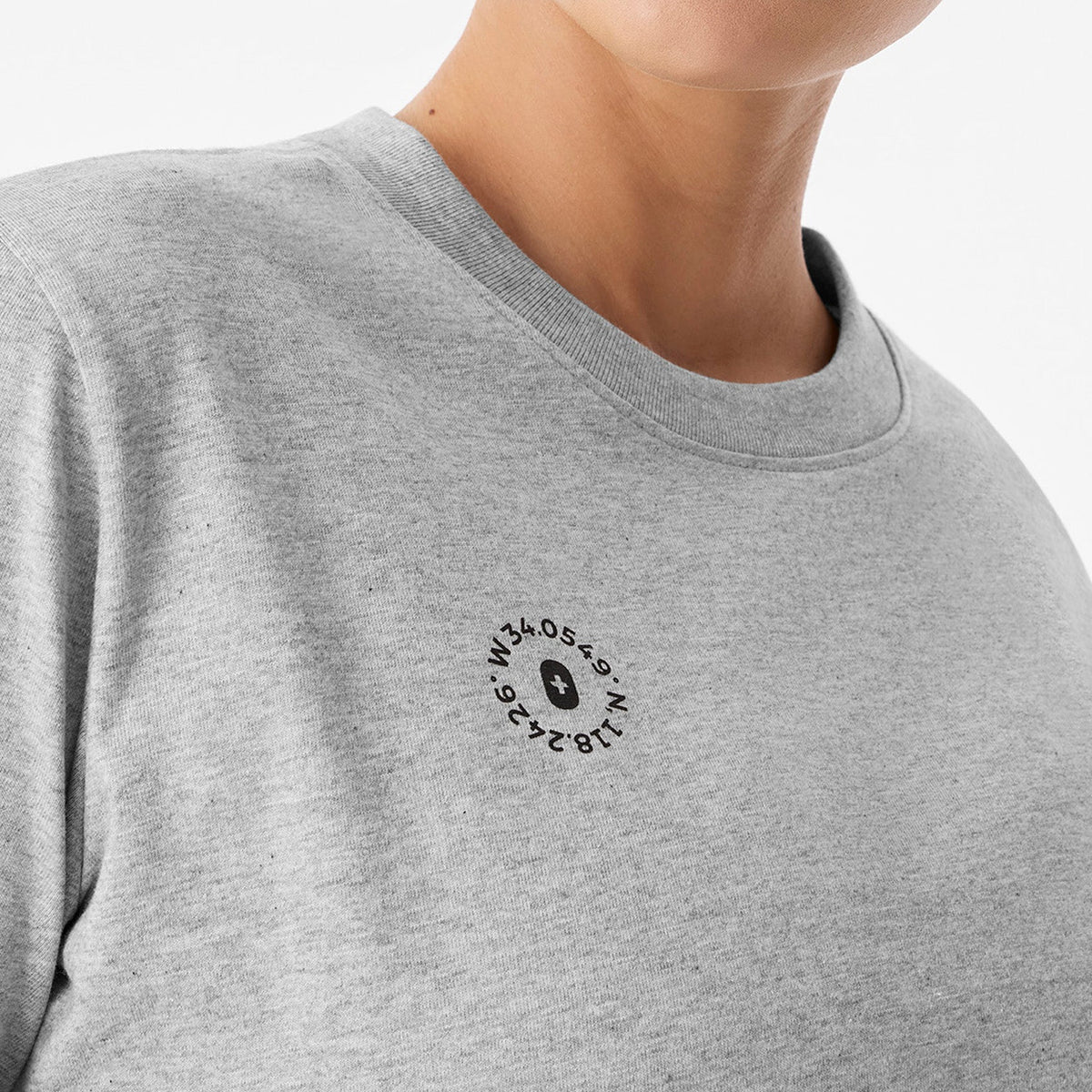 Born in LA Cropped Short-Sleeve Tee - Heather Grey