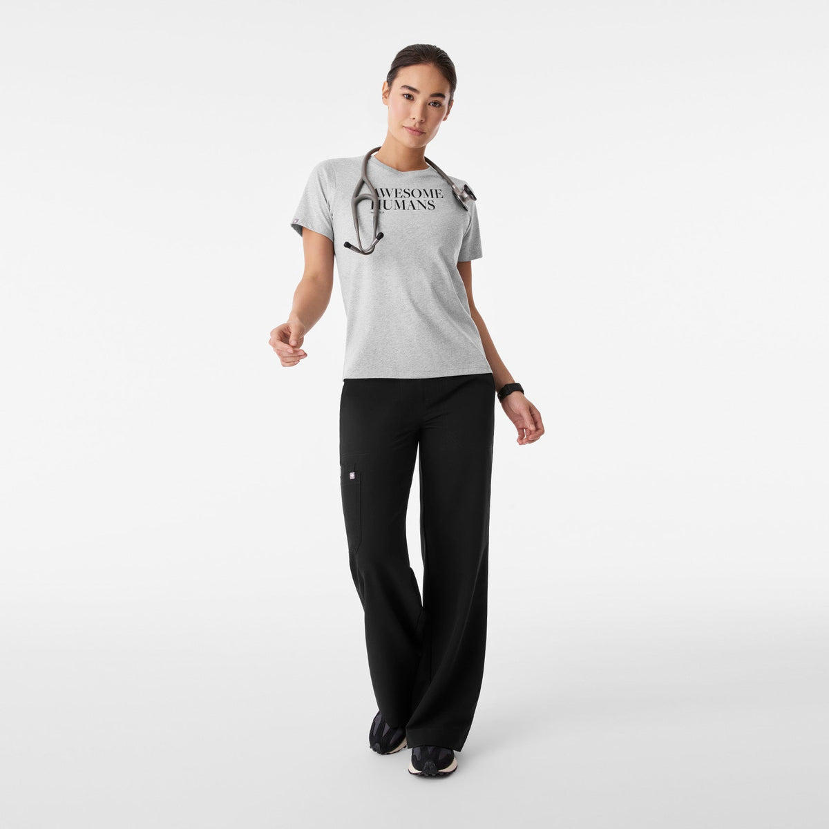Awesome Humans Wear FIGS Short-Sleeve Tee - Heather Grey