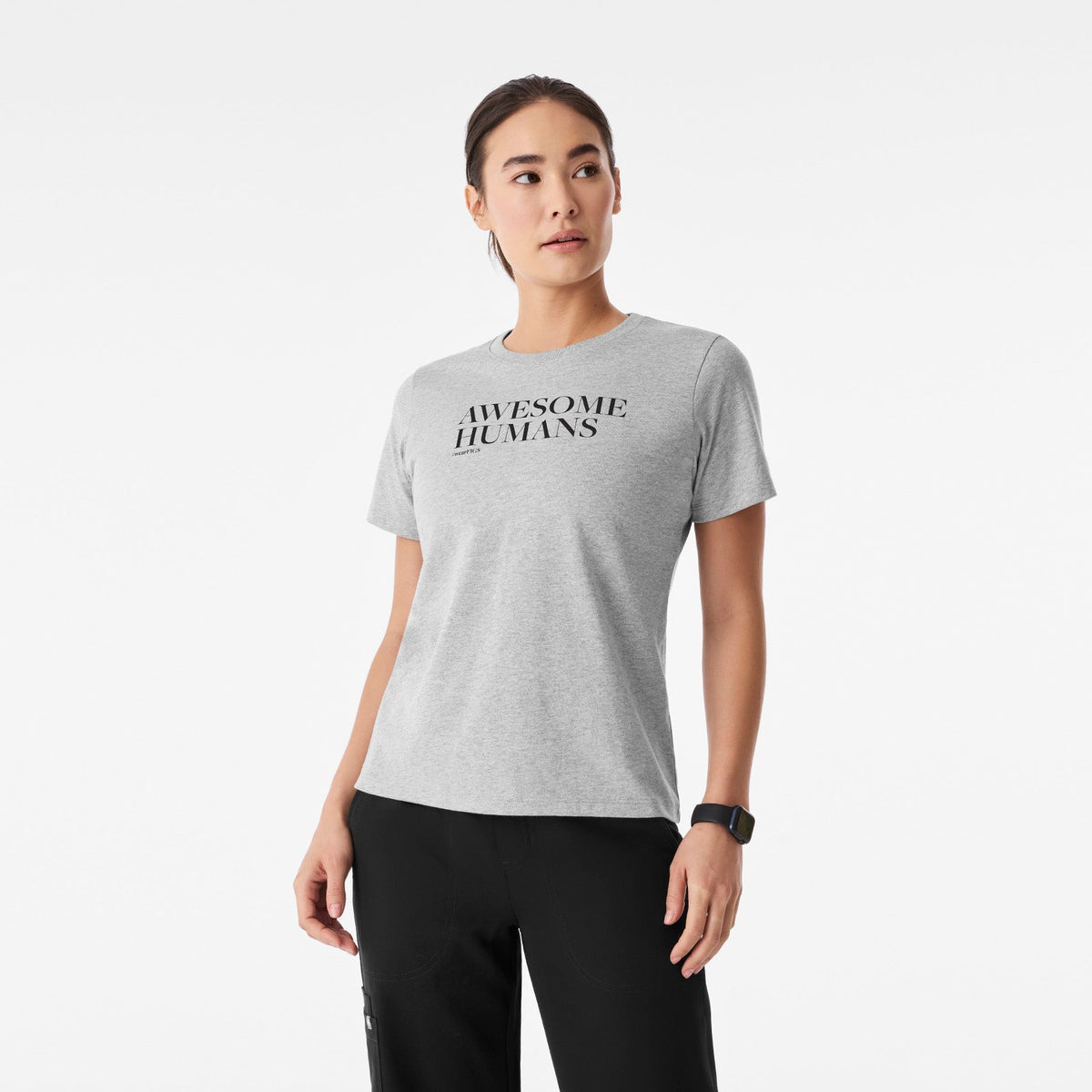 Awesome Humans Wear FIGS Short-Sleeve Tee - Heather Grey