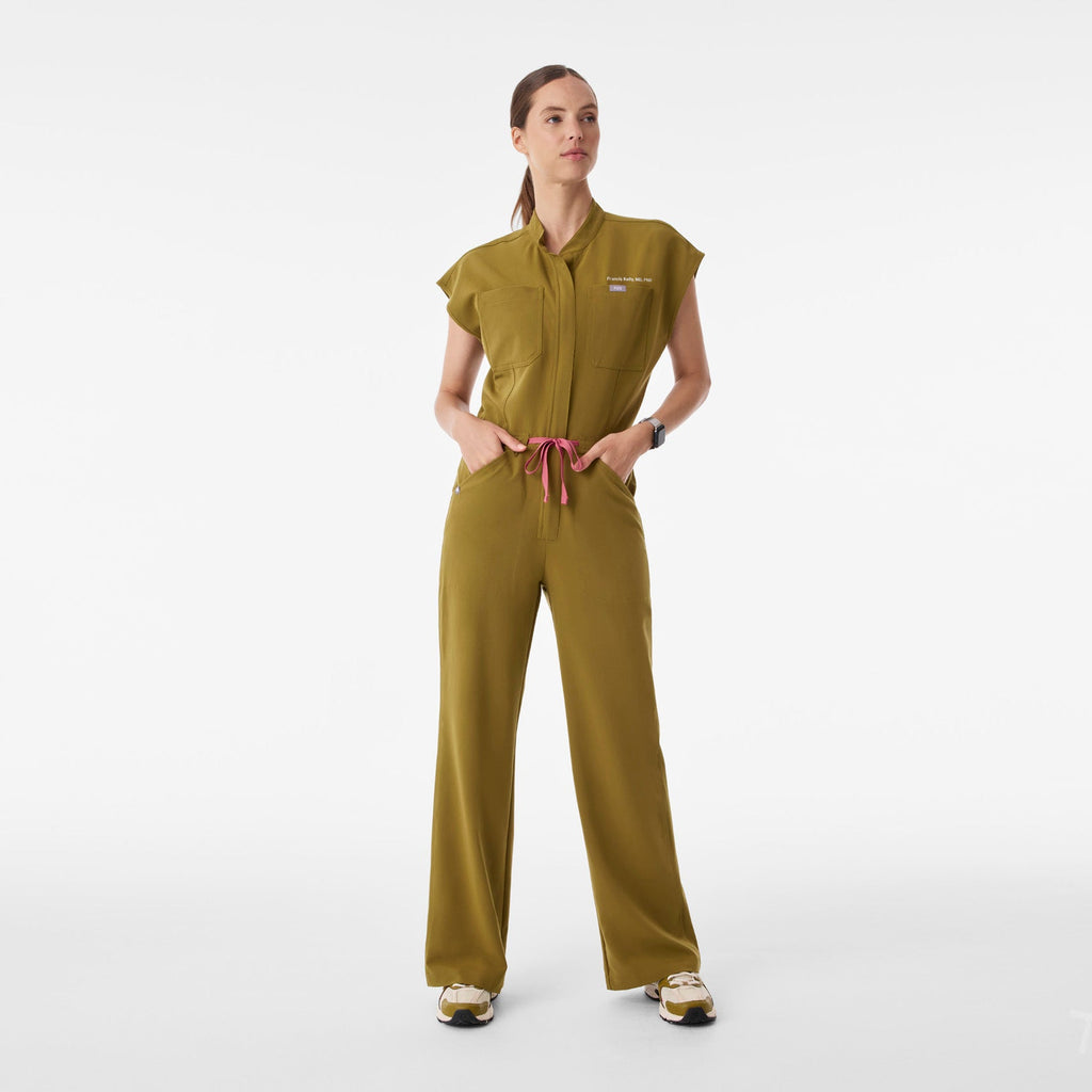 Rafaela Wide-Leg ScrubJumpsuit™ - Martini Olive