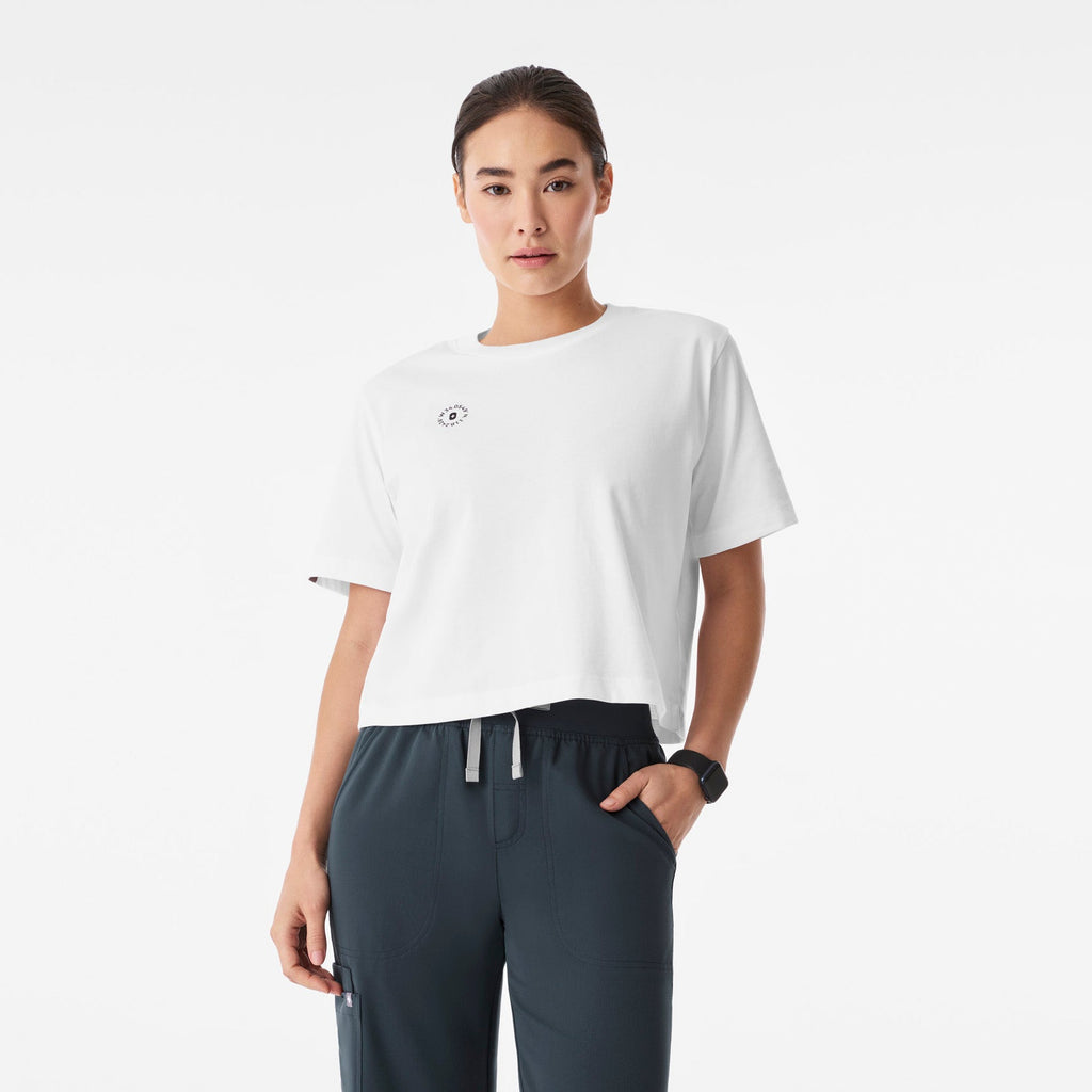 Born in LA Cropped Short-Sleeve Tee - Optic White