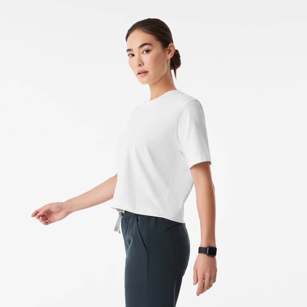 Born in LA Cropped Short-Sleeve Tee - Optic White