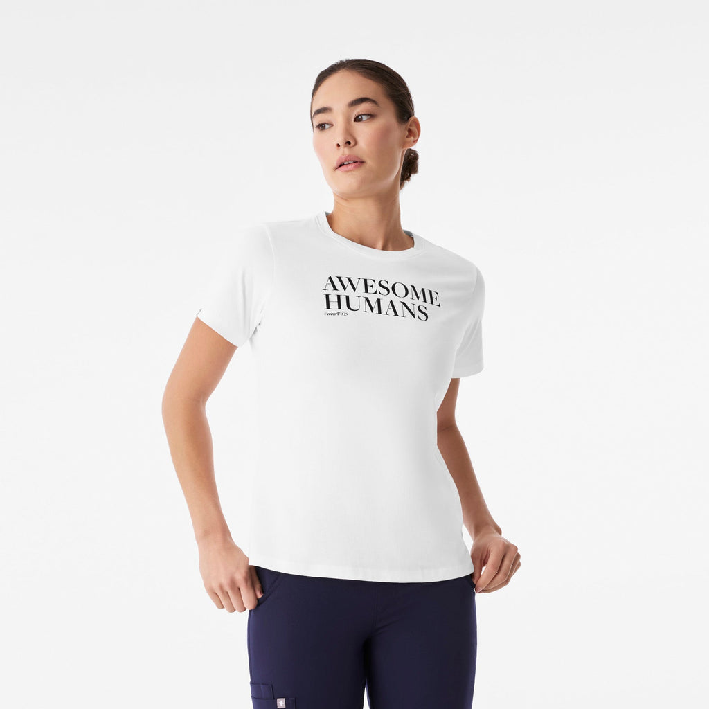 Awesome Humans Wear FIGS Short-Sleeve Tee - Optic White