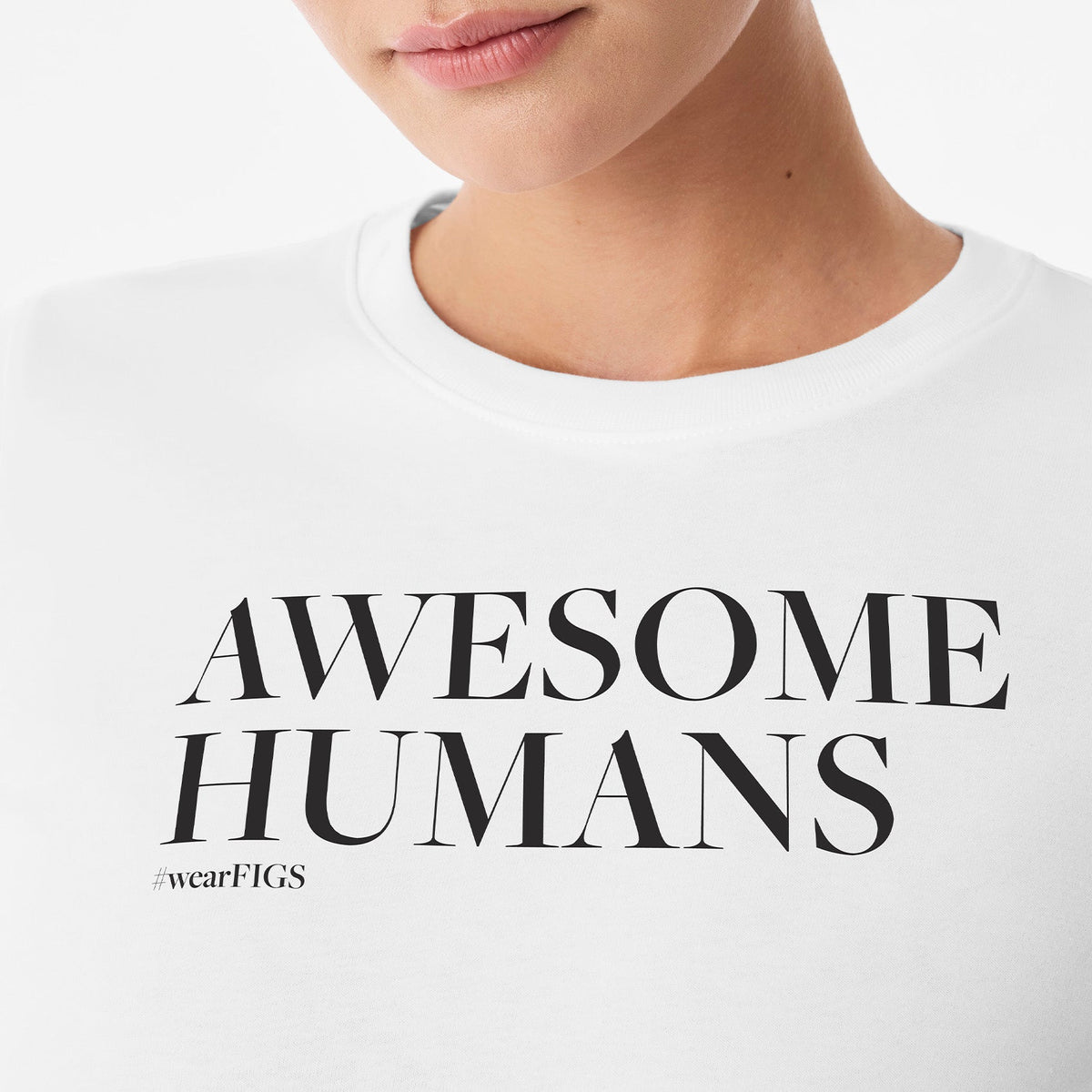 Awesome Humans Wear FIGS Short-Sleeve Tee - Optic White