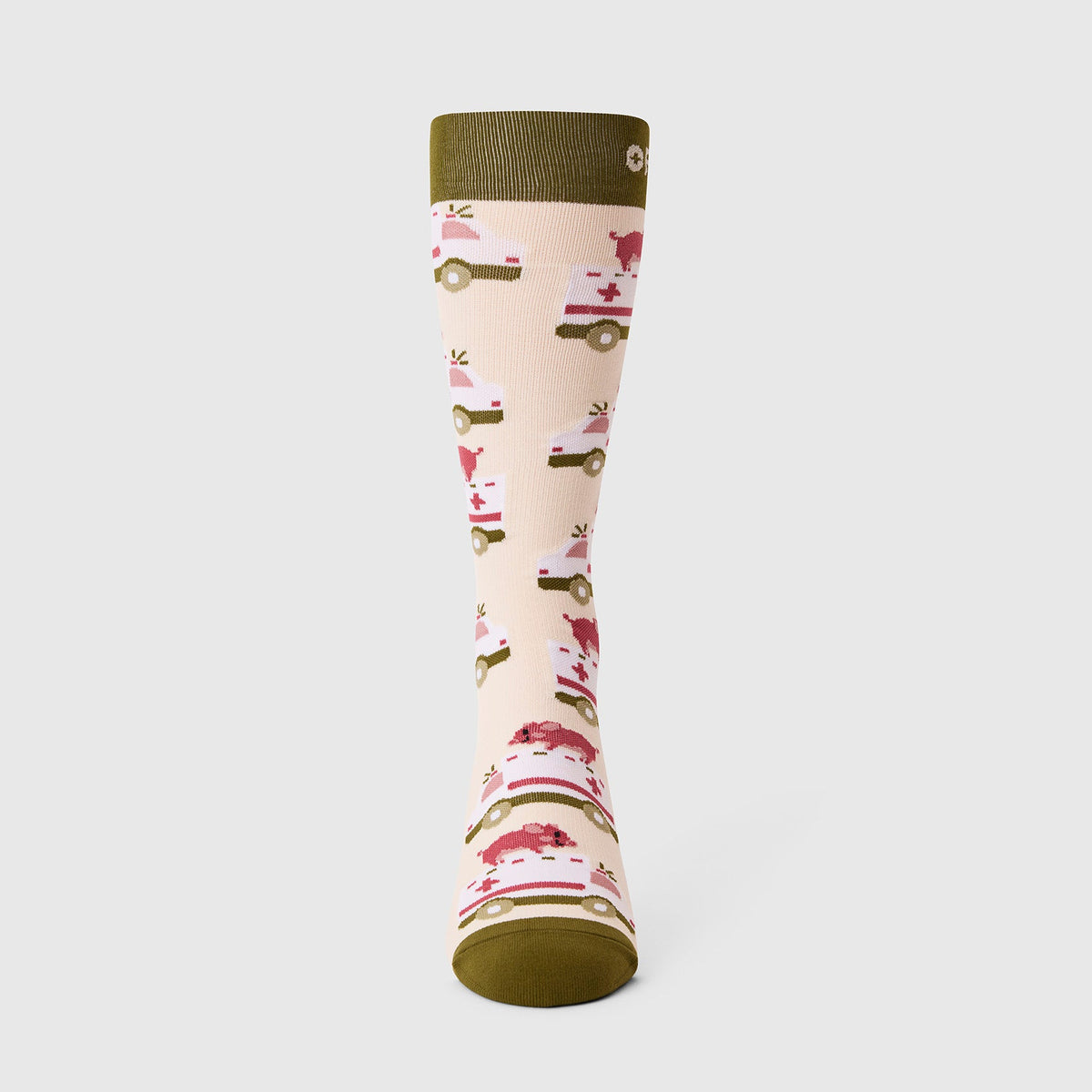 FIGS Compression Socks - Squeals on Wheels/Cream
