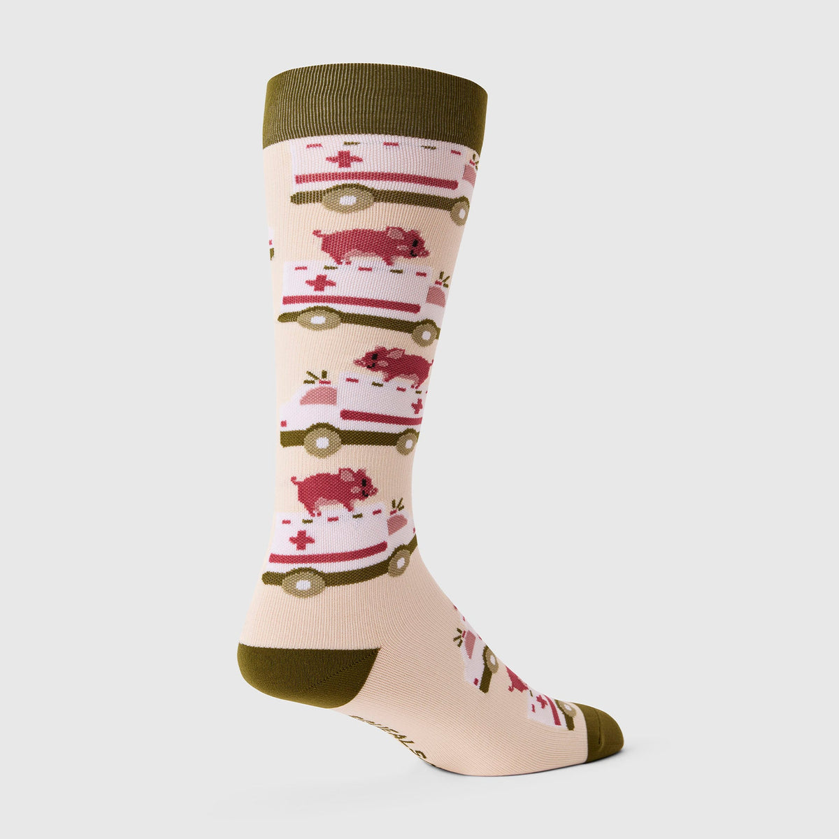 FIGS Compression Socks - Squeals on Wheels/Cream