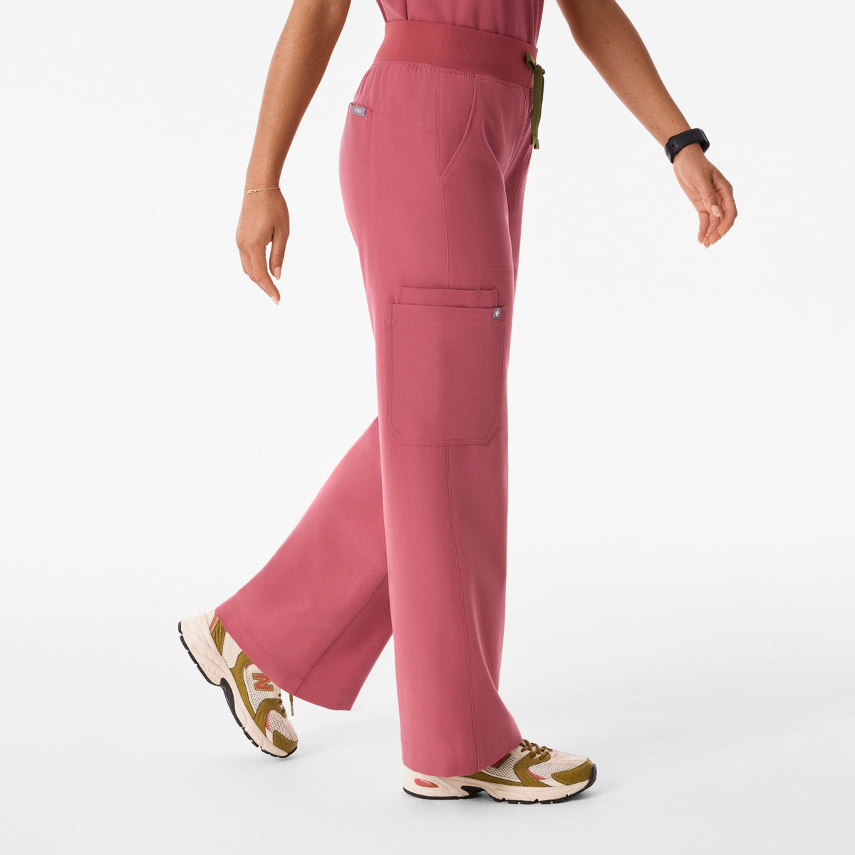 Isabel High-Rise Wide-Leg Scrub Pant - Berry Spice