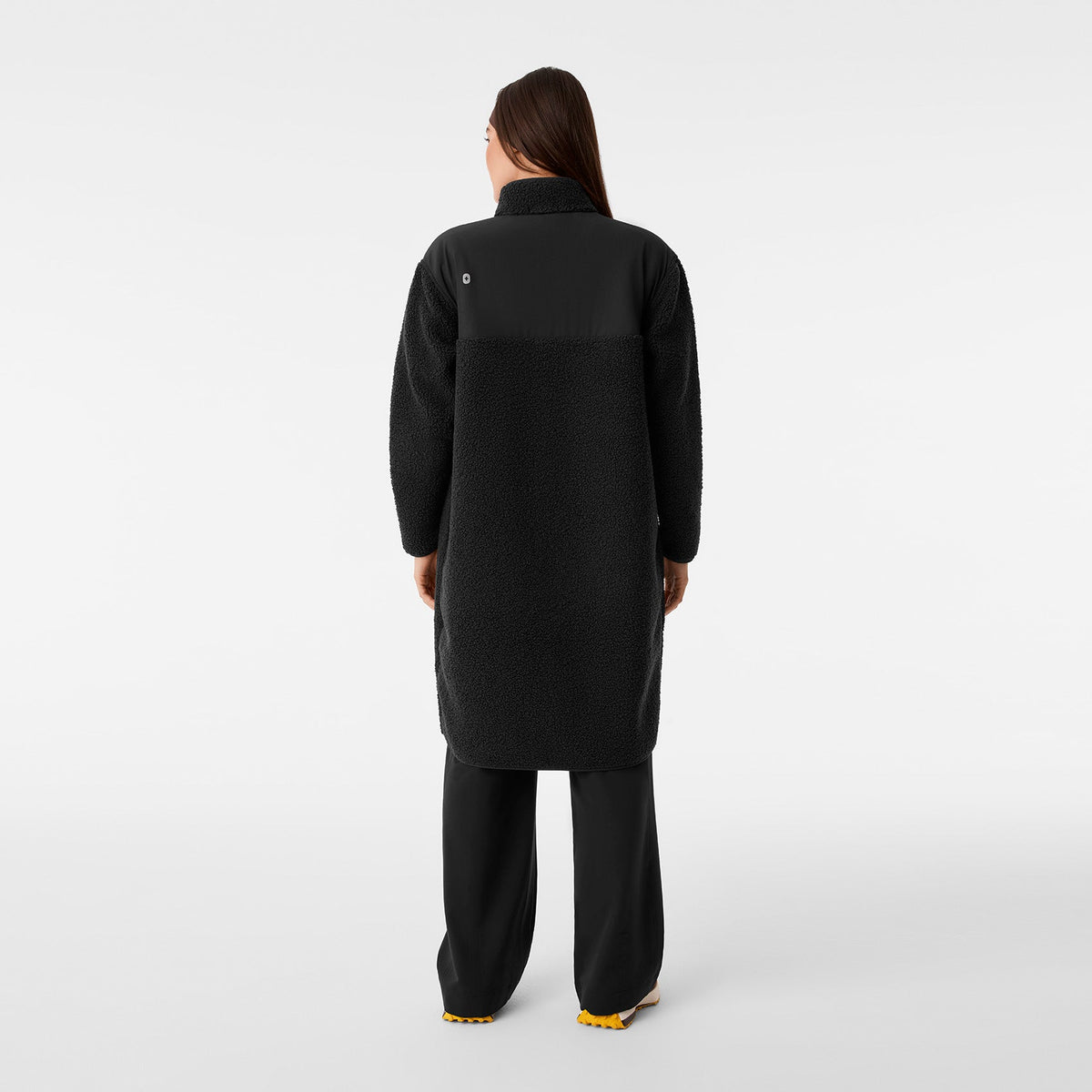 Bouclé Long Coat - Black