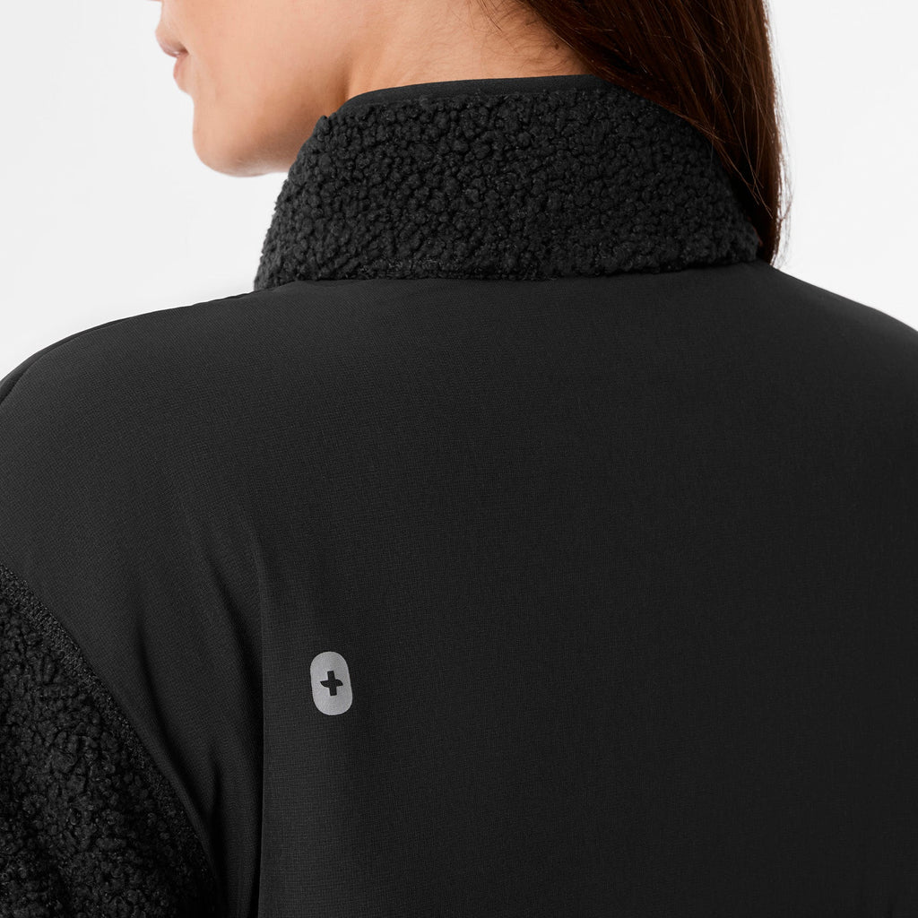 Bouclé Long Coat - Black