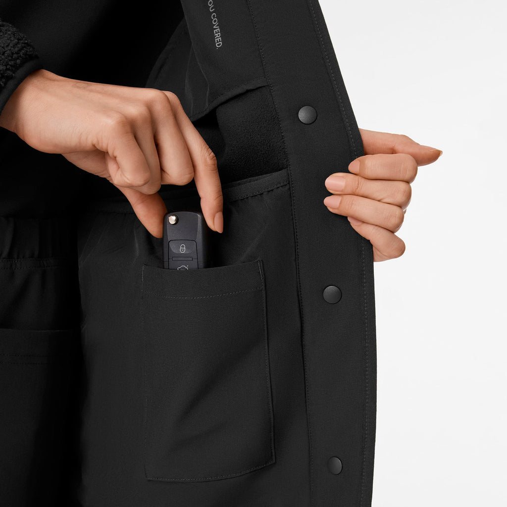 Bouclé Long Coat - Black
