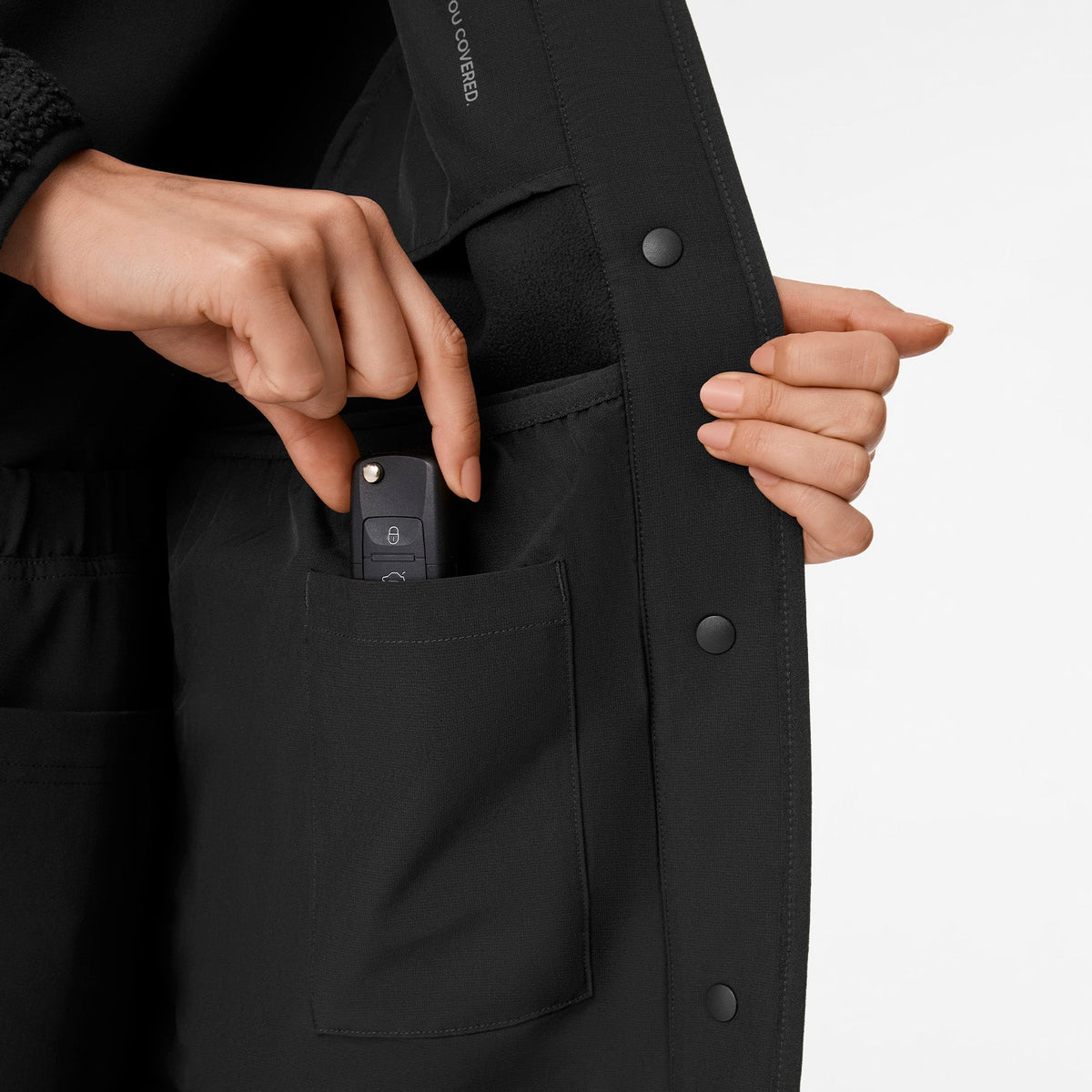 Bouclé Long Coat - Black