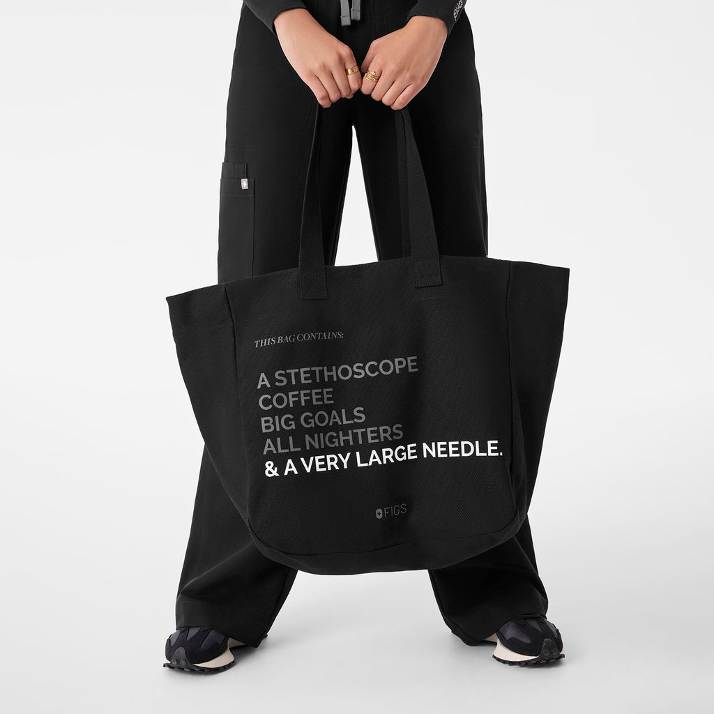 A Very Large Needle Detachable Strap Tote - Black
