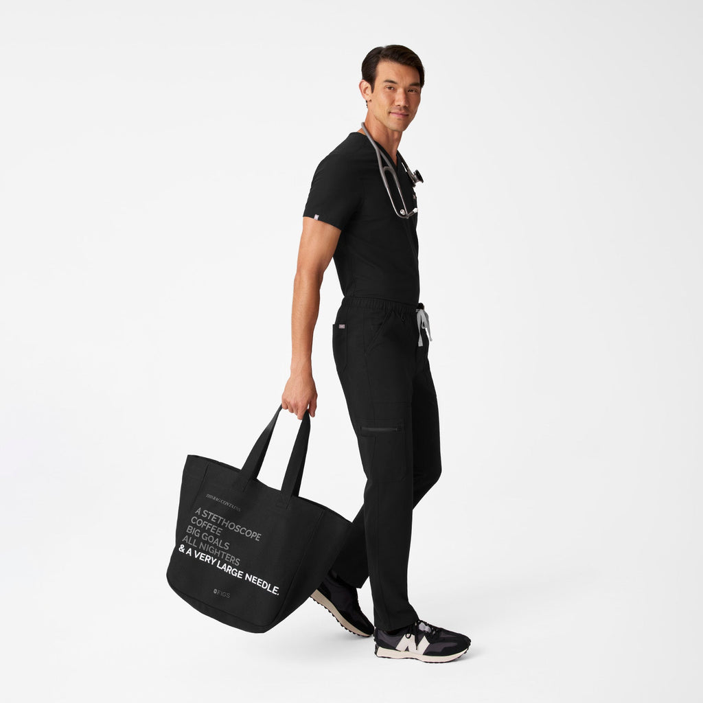 A Very Large Needle Detachable Strap Tote - Black