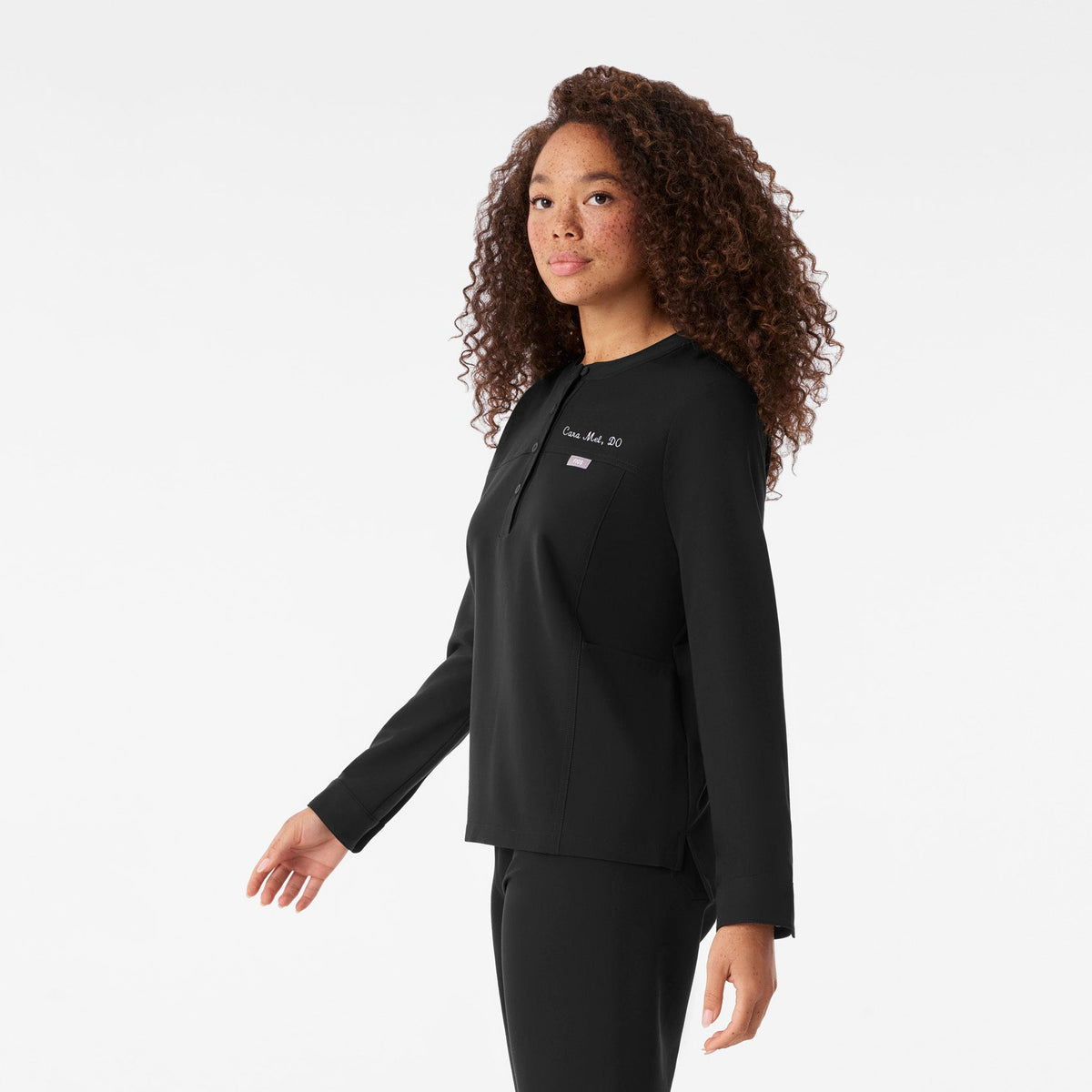 Florence Henley Long-Sleeve Scrub Top - Black