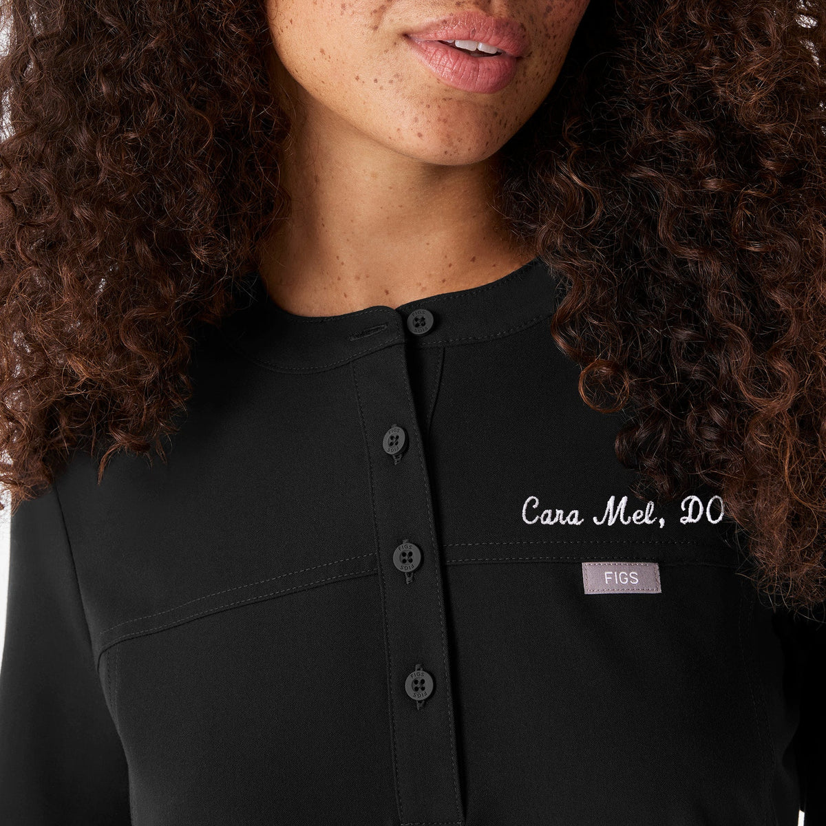 Florence Henley Long-Sleeve Scrub Top - Black