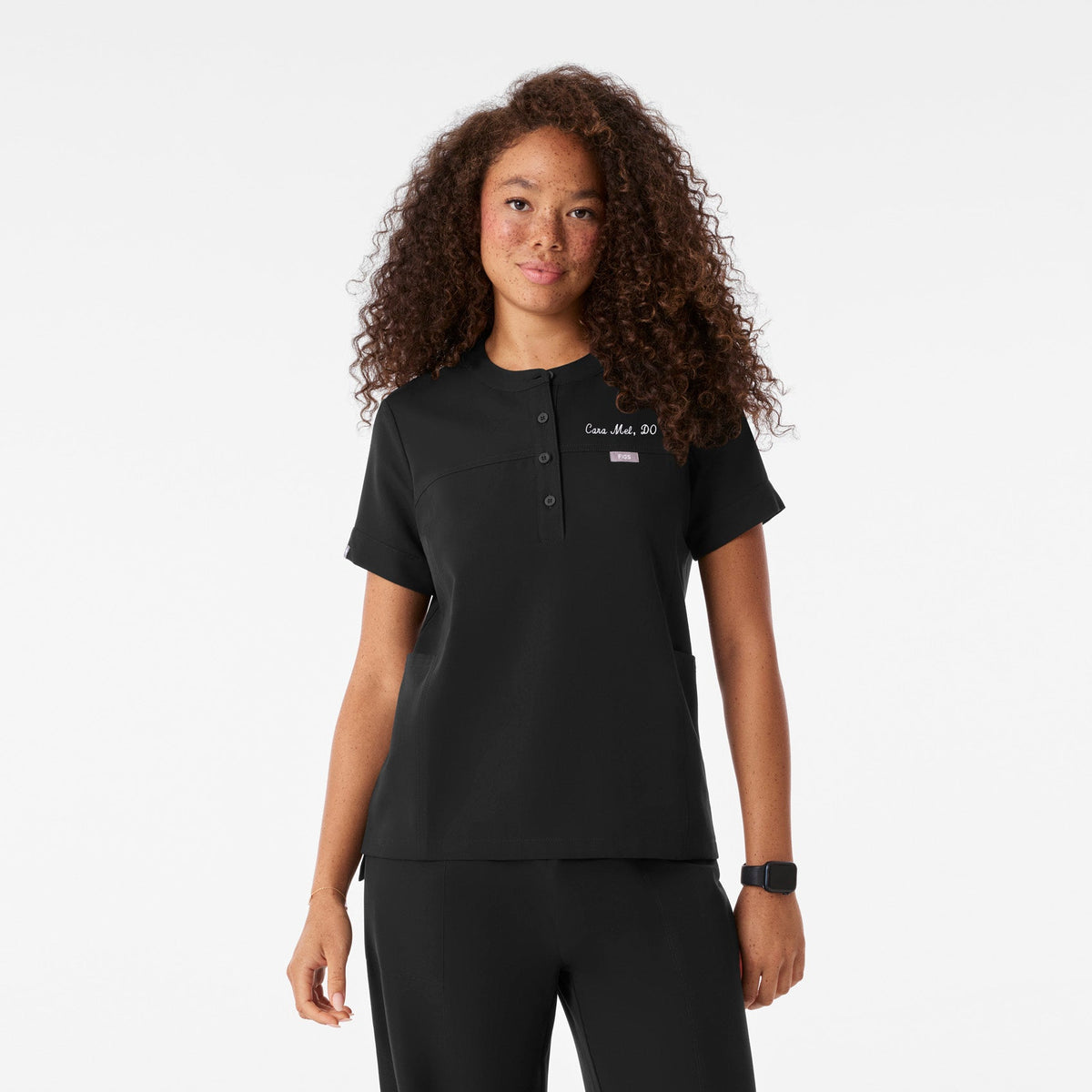 Florence Henley Short-Sleeve Scrub Top - Black