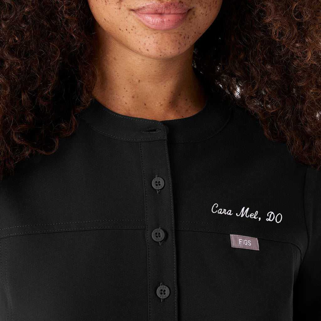 Florence Henley Short-Sleeve Scrub Top - Black