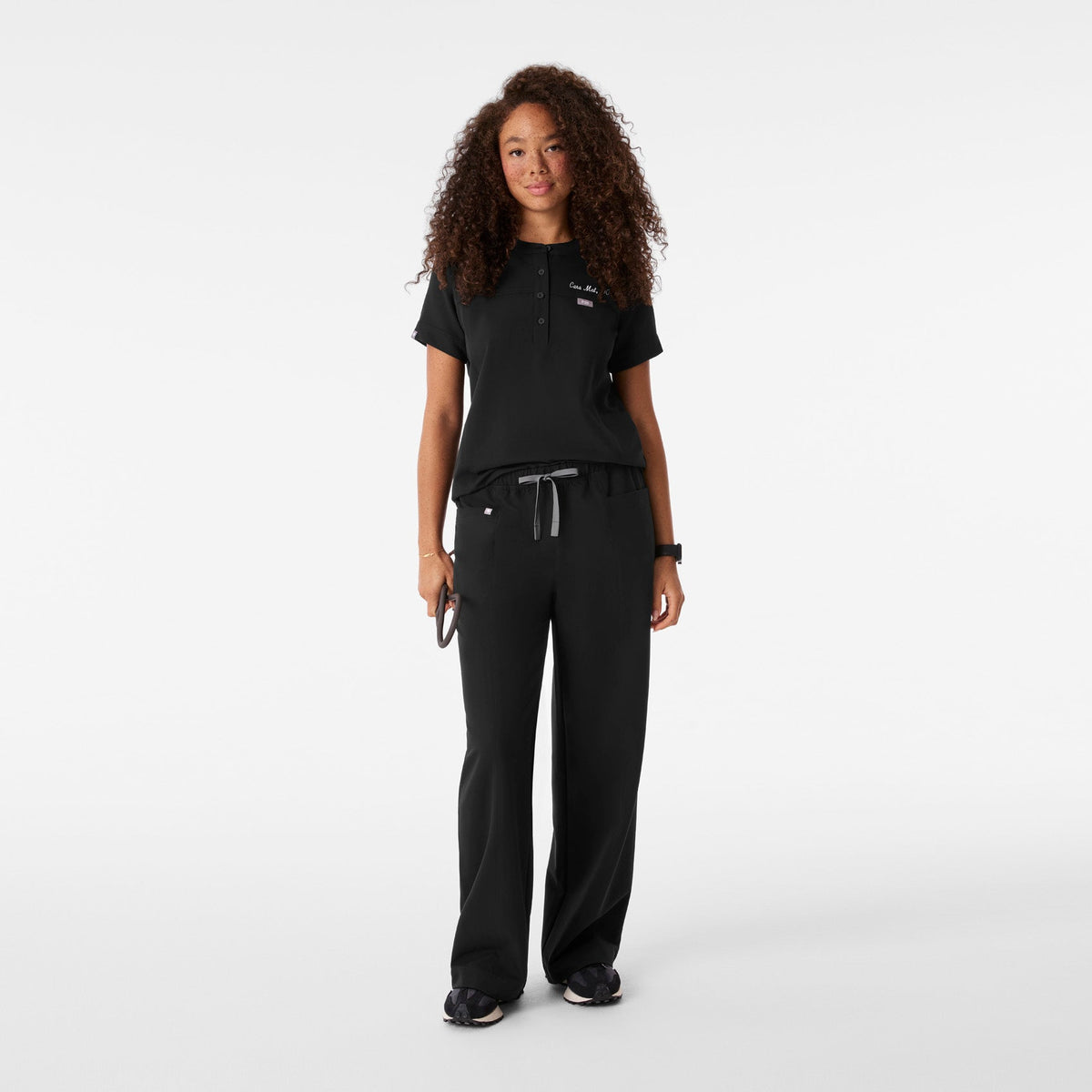 Florence Henley Short-Sleeve Scrub Top - Black