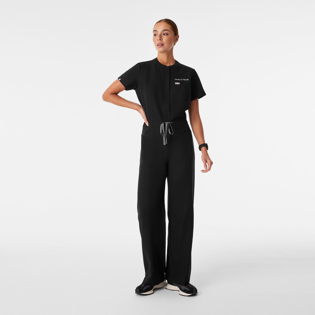 Gayle Short-Sleeve ScrubJumpsuit™ - Black