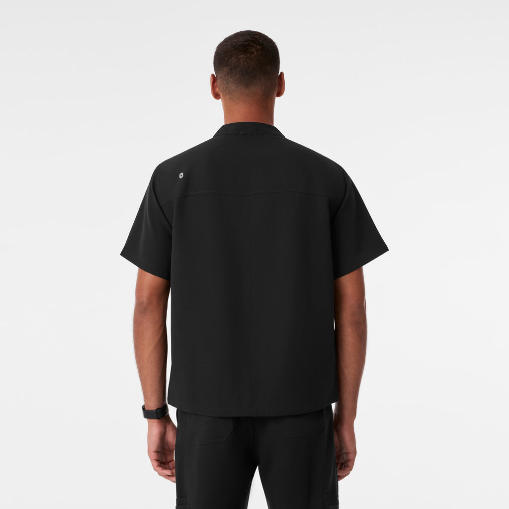 Niles Henley Short-Sleeve Scrub Top - Black