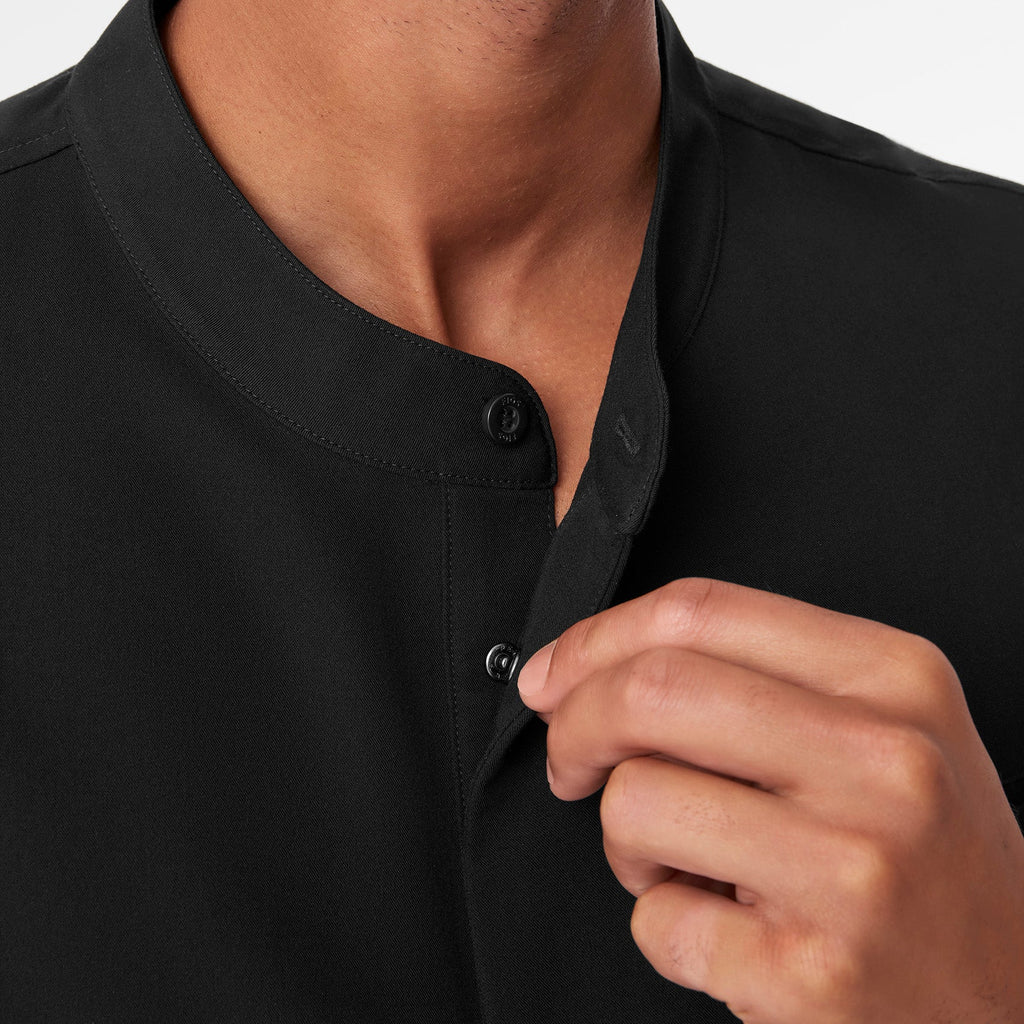 Niles Henley Short-Sleeve Scrub Top - Black