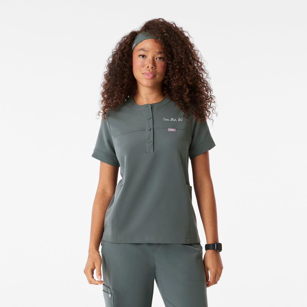 Florence Henley Short-Sleeve Scrub Top - Bonsai