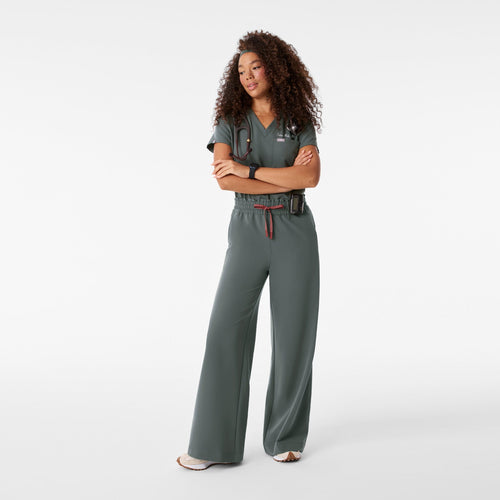 Allison High-Rise Ultra-Wide-Leg Scrub Pant - Bonsai
