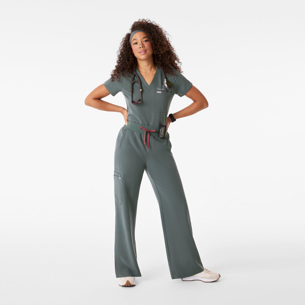 Isabel High-Rise Wide-Leg Scrub Pant - Bonsai