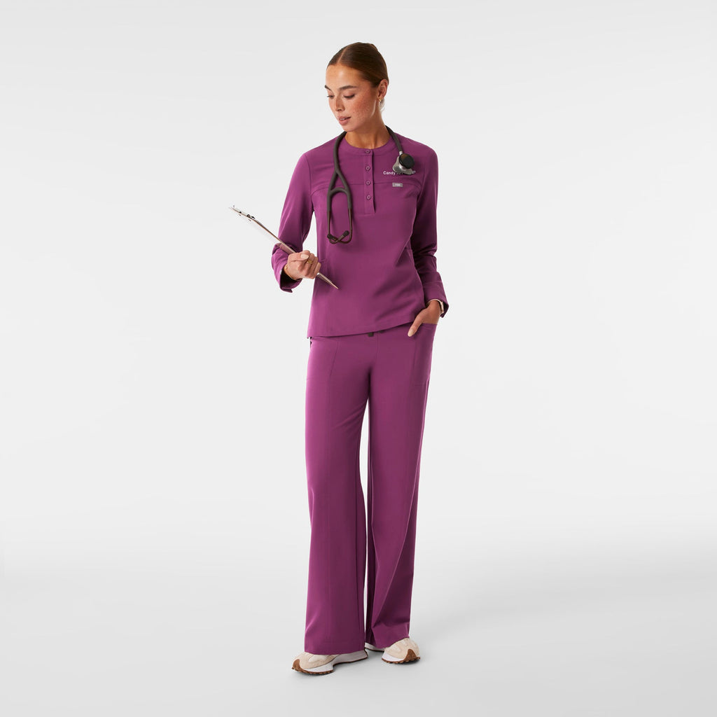 Florence Henley Long-Sleeve Scrub Top - Dark Açaí