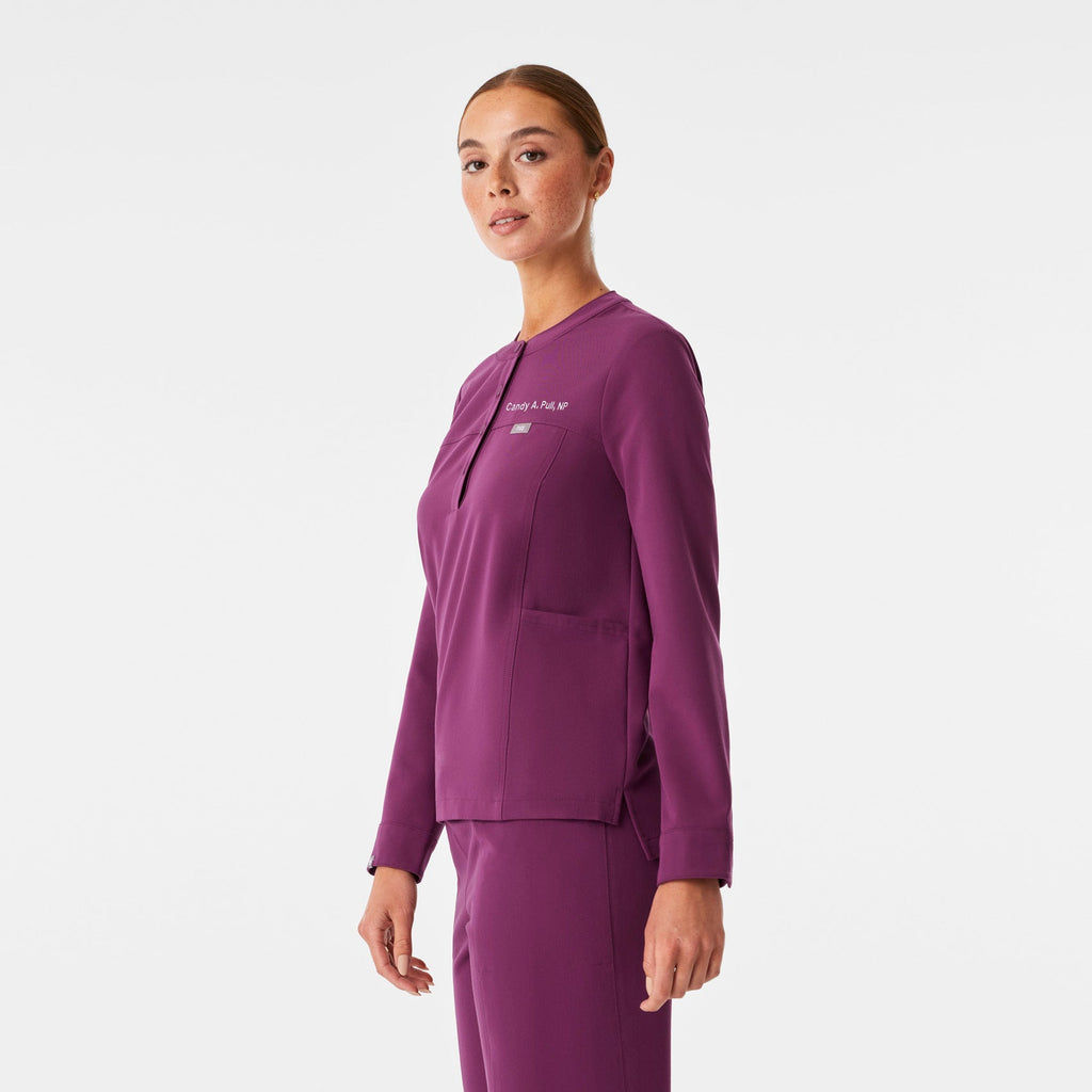Florence Henley Long-Sleeve Scrub Top - Dark Açaí