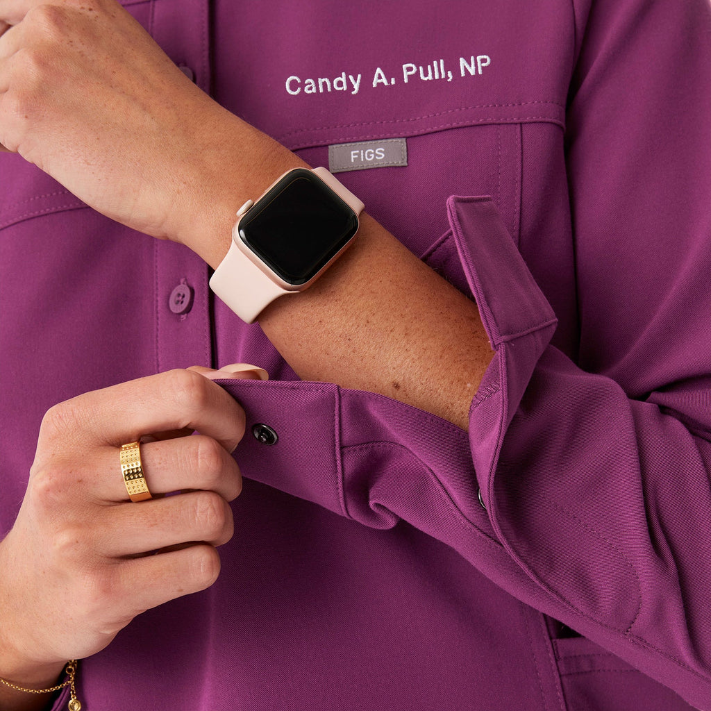 Florence Henley Long-Sleeve Scrub Top - Dark Açaí