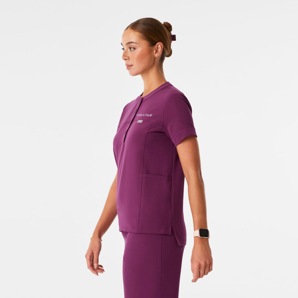 Florence Henley Short-Sleeve Scrub Top - Dark Açaí