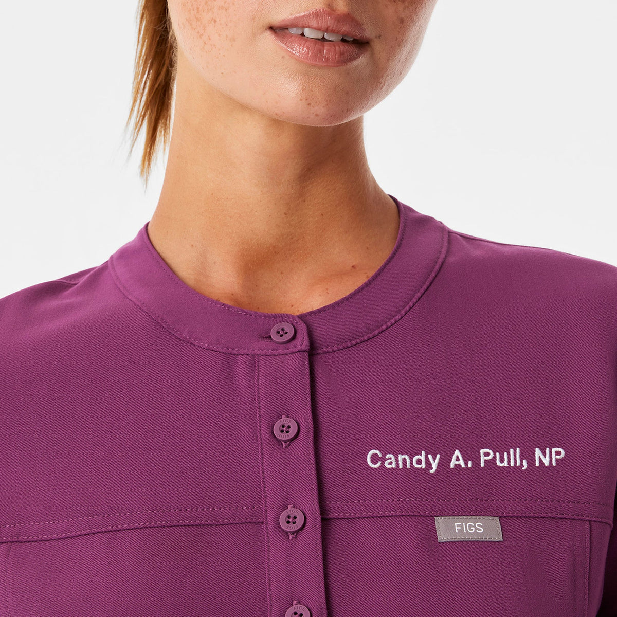 Florence Henley Short-Sleeve Scrub Top - Dark Açaí