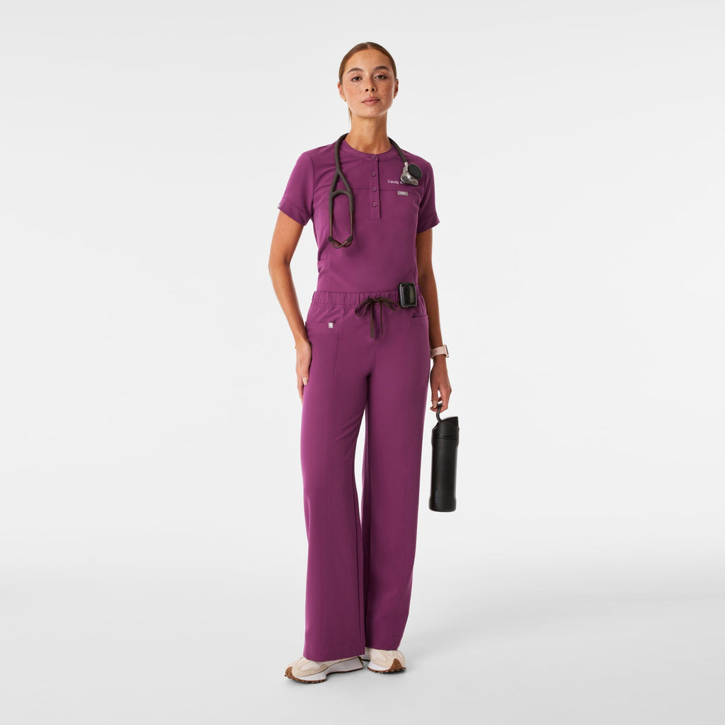Florence Henley Short-Sleeve Scrub Top - Dark Açaí