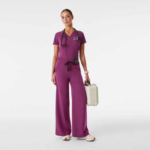 Allison High-Rise Ultra-Wide-Leg Scrub Pant - Dark Açaí