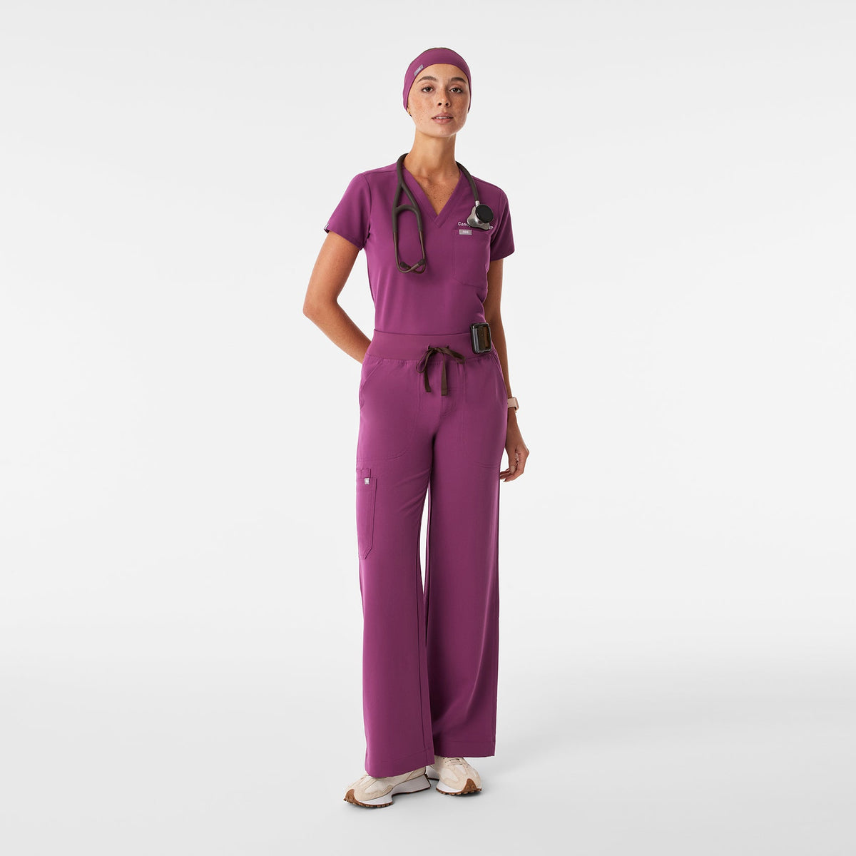 Isabel High-Rise Wide-Leg Scrub Pant - Dark Açaí
