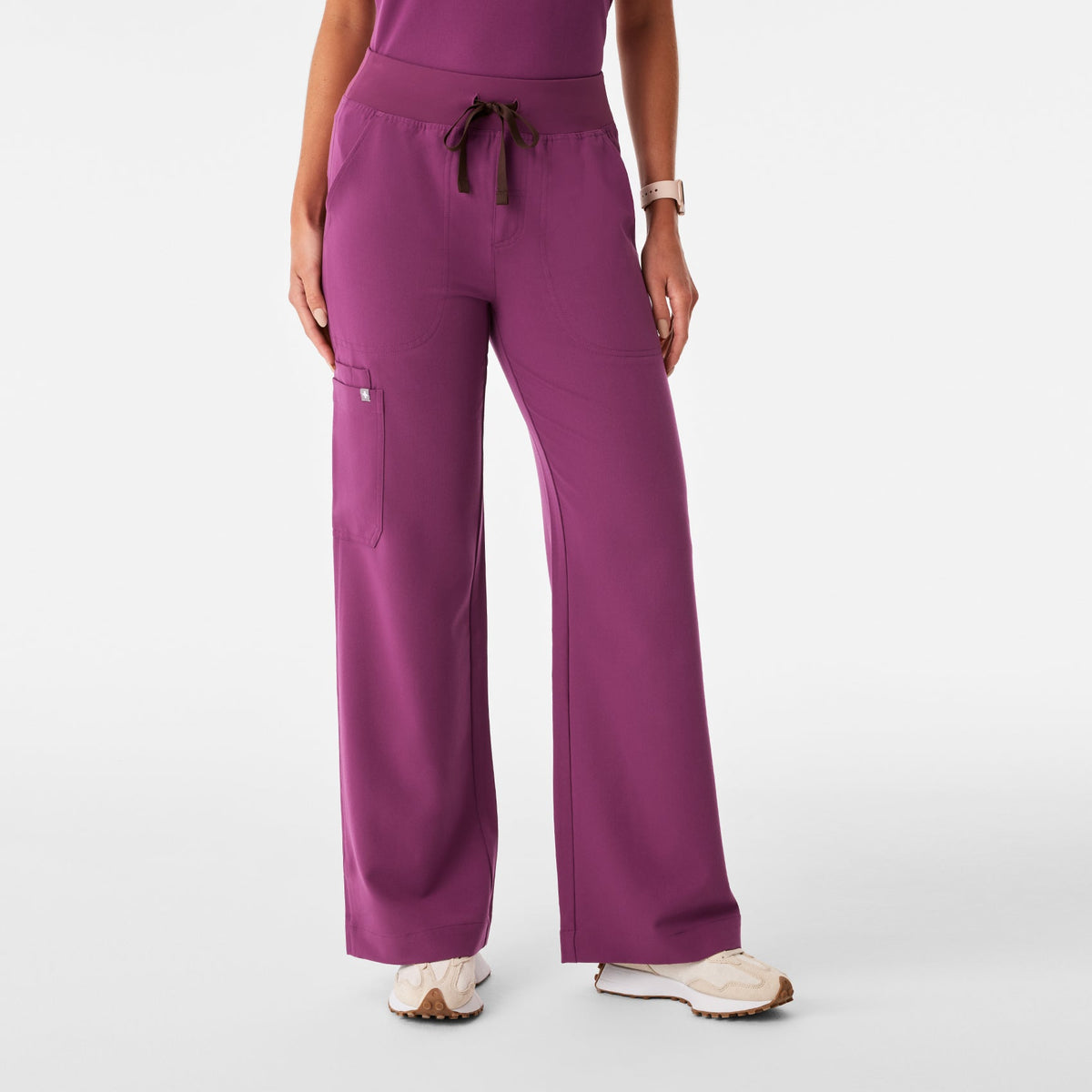 Isabel High-Rise Wide-Leg Scrub Pant - Dark Açaí