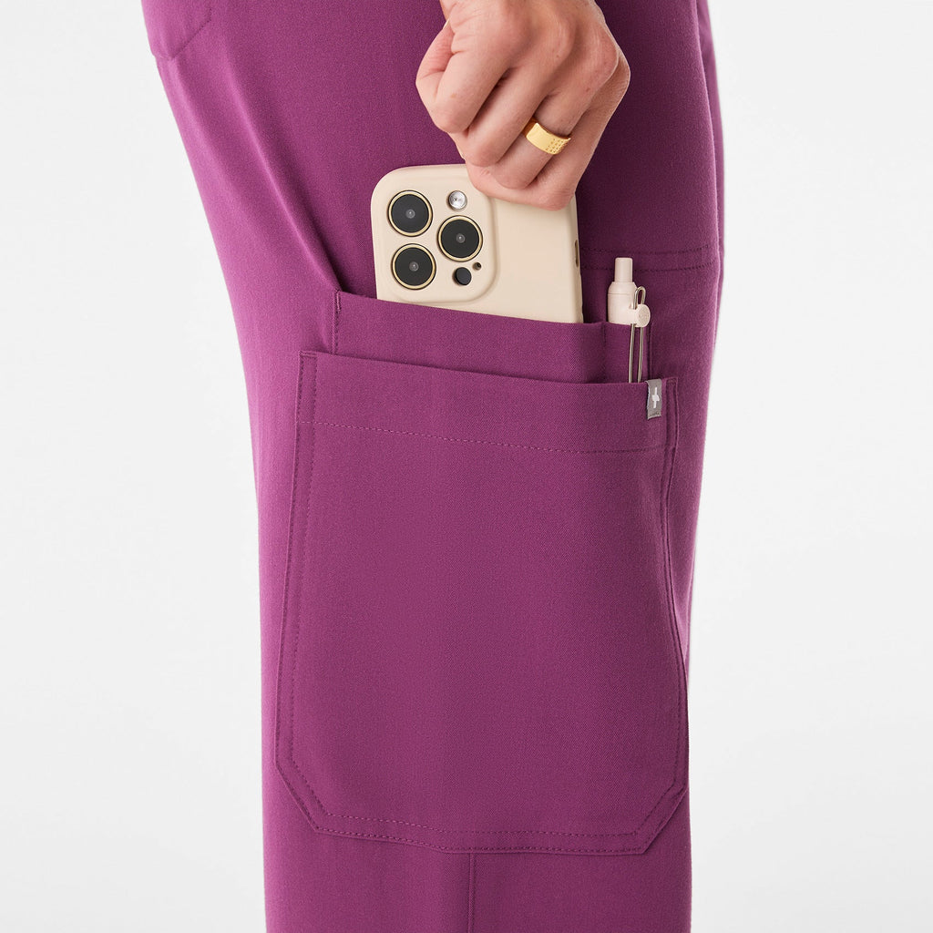 Isabel High-Rise Wide-Leg Scrub Pant - Dark Açaí