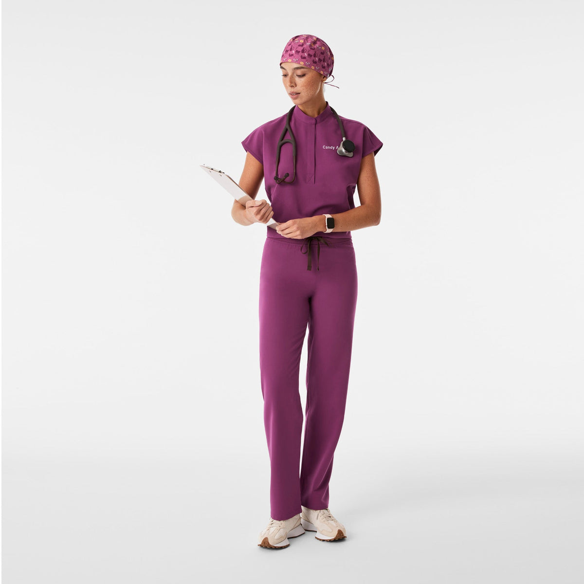 FIGS Scrub Cap With Buttonholes - Dark Açaí