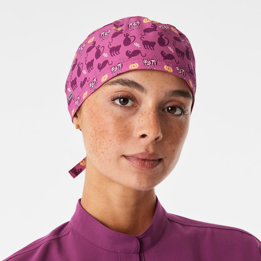 FIGS Scrub Cap With Buttonholes - Dark Açaí