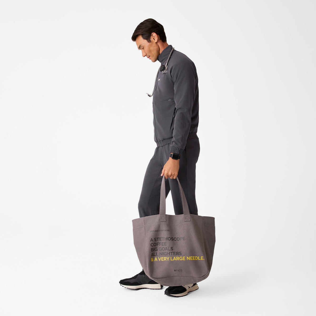 A Very Large Needle Detachable Strap Tote - Dark Grey