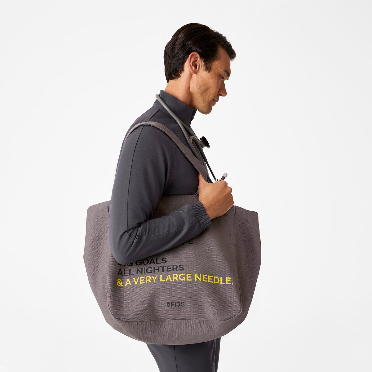 A Very Large Needle Detachable Strap Tote - Dark Grey