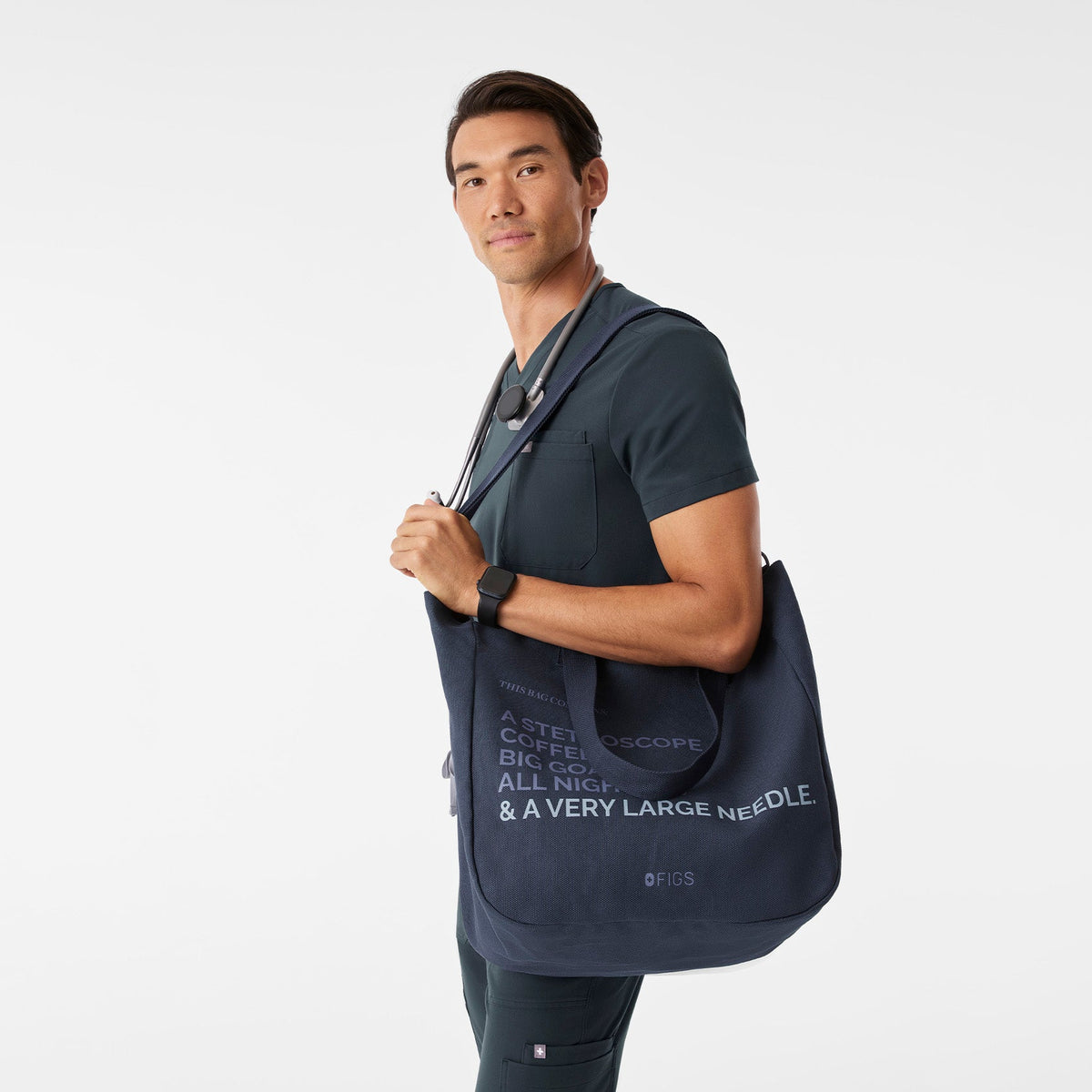 A Very Large Needle Detachable Strap Tote - Dark Harbor