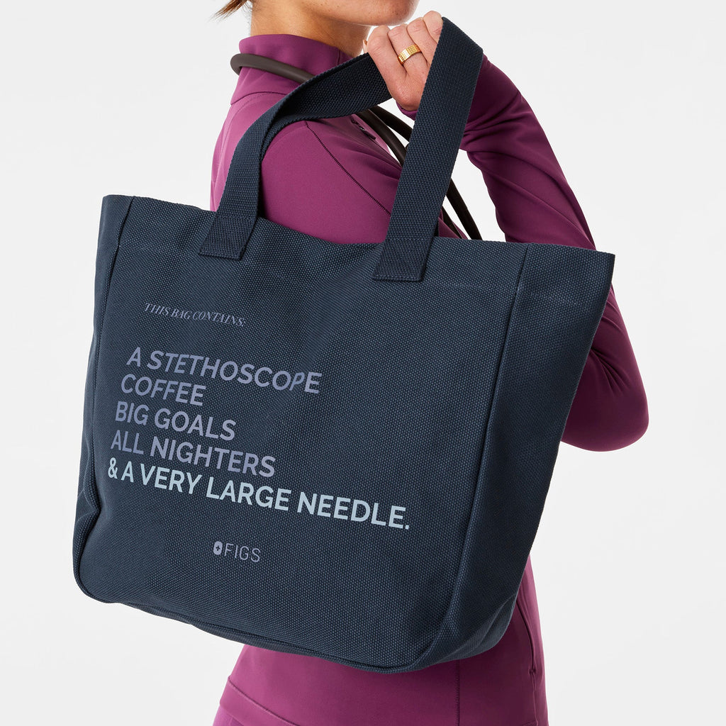 A Very Large Needle Mini Canvas Tote - Dark Harbor
