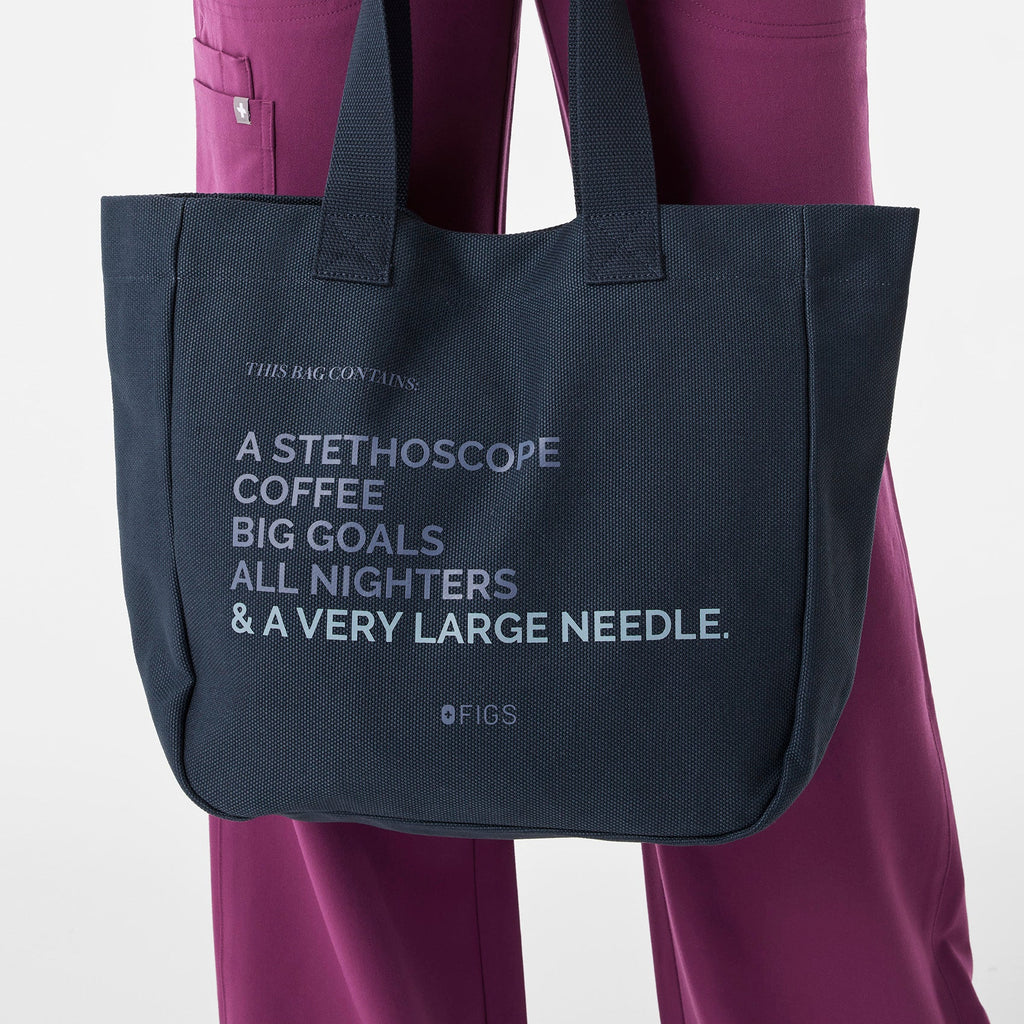 A Very Large Needle Mini Canvas Tote - Dark Harbor