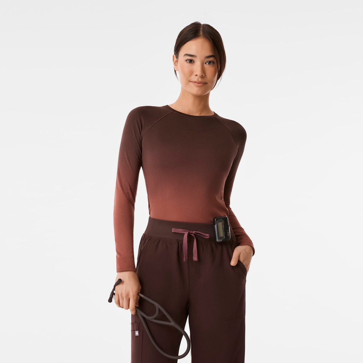 Salta Seamless Long-Sleeve Underscrub - Ombre Espresso