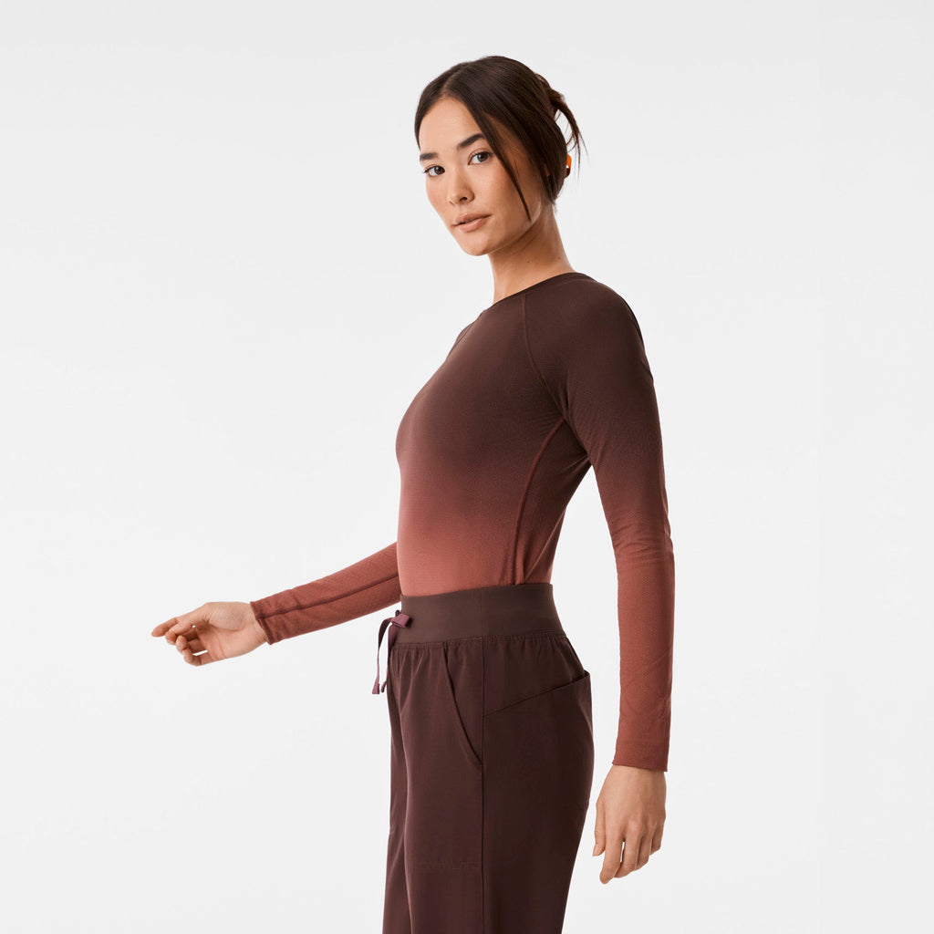 Salta Seamless Long-Sleeve Underscrub - Ombre Espresso